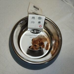 Kruuse Buster Frosted Ripple Dog Bowl, Dusty Blue, Medium. NWT.